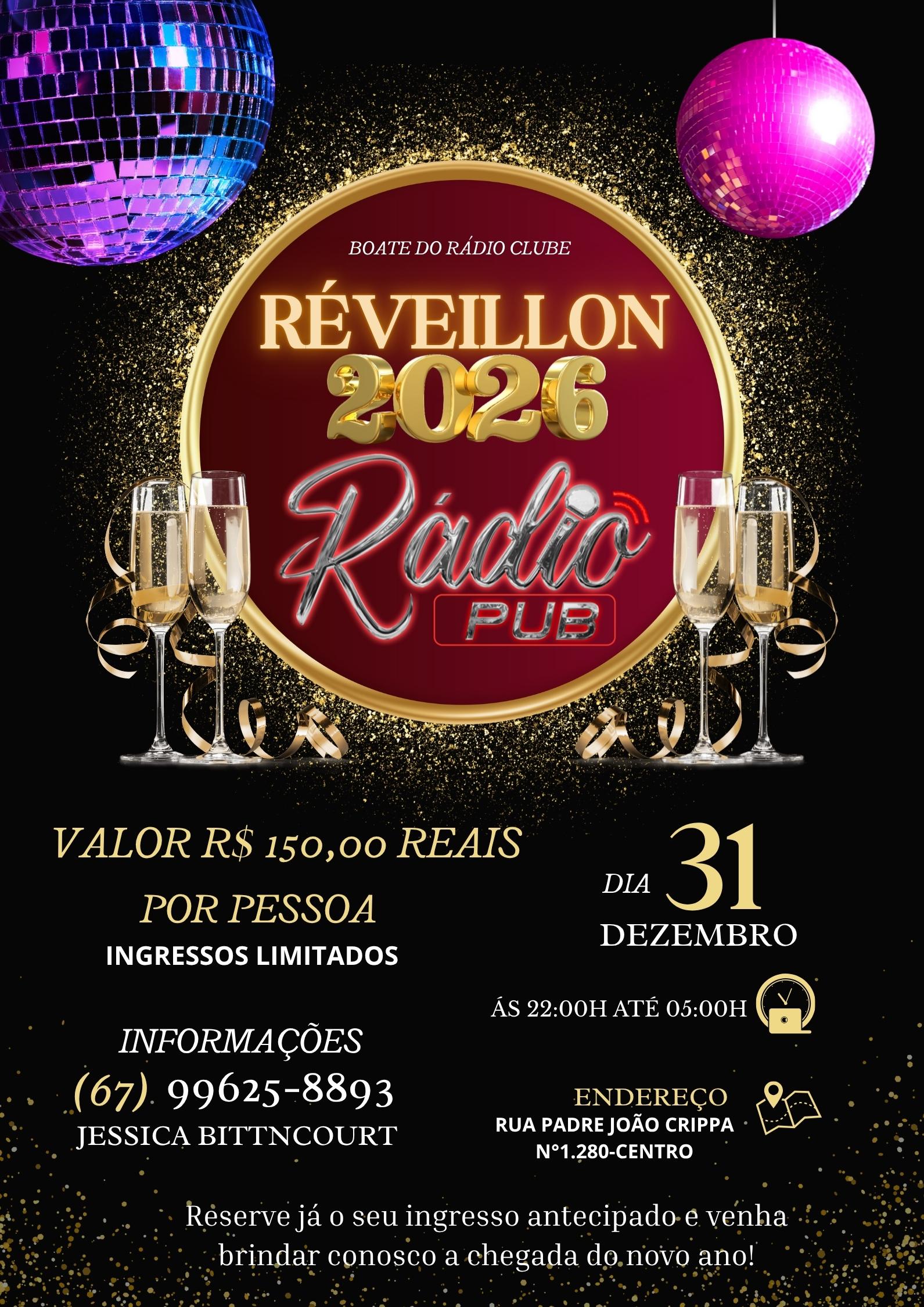 Vem aí: Réveillon 2026 no Rádio Pub.