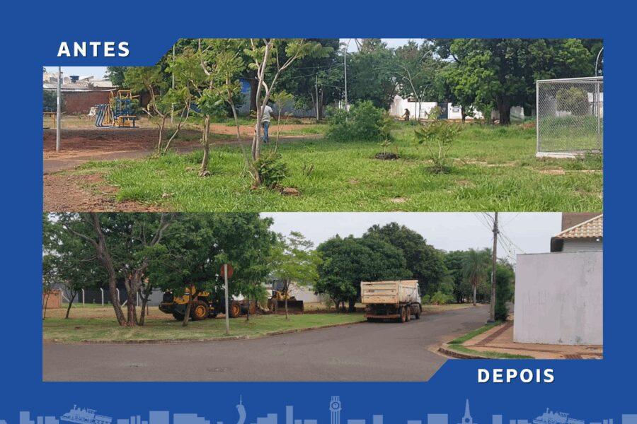 Vereador Marquinhos Trad garante limpeza e melhorias em praça para a Festa do Dia das Crianças do Center Park.