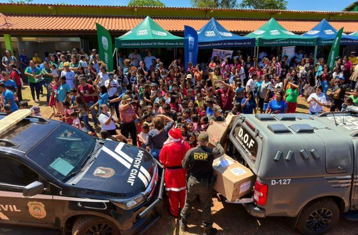 MS em Ação registra mais de 5 mil atendimentos e reforça presença do Estado em aldeia indígena de Antônio João.