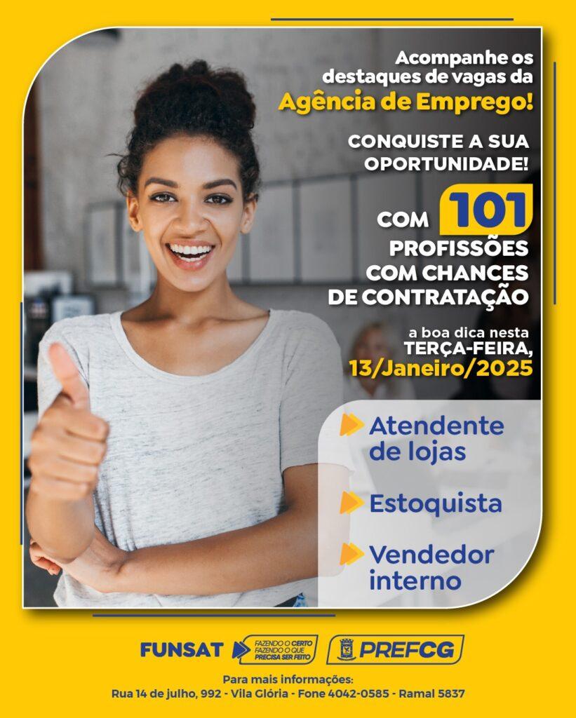Funsat oferece 1,2 mil vagas de emprego nesta terça-feira em Campo Grande. Funsat oferece 1,2 mil vagas de emprego nesta terça-feira em Campo Grande.